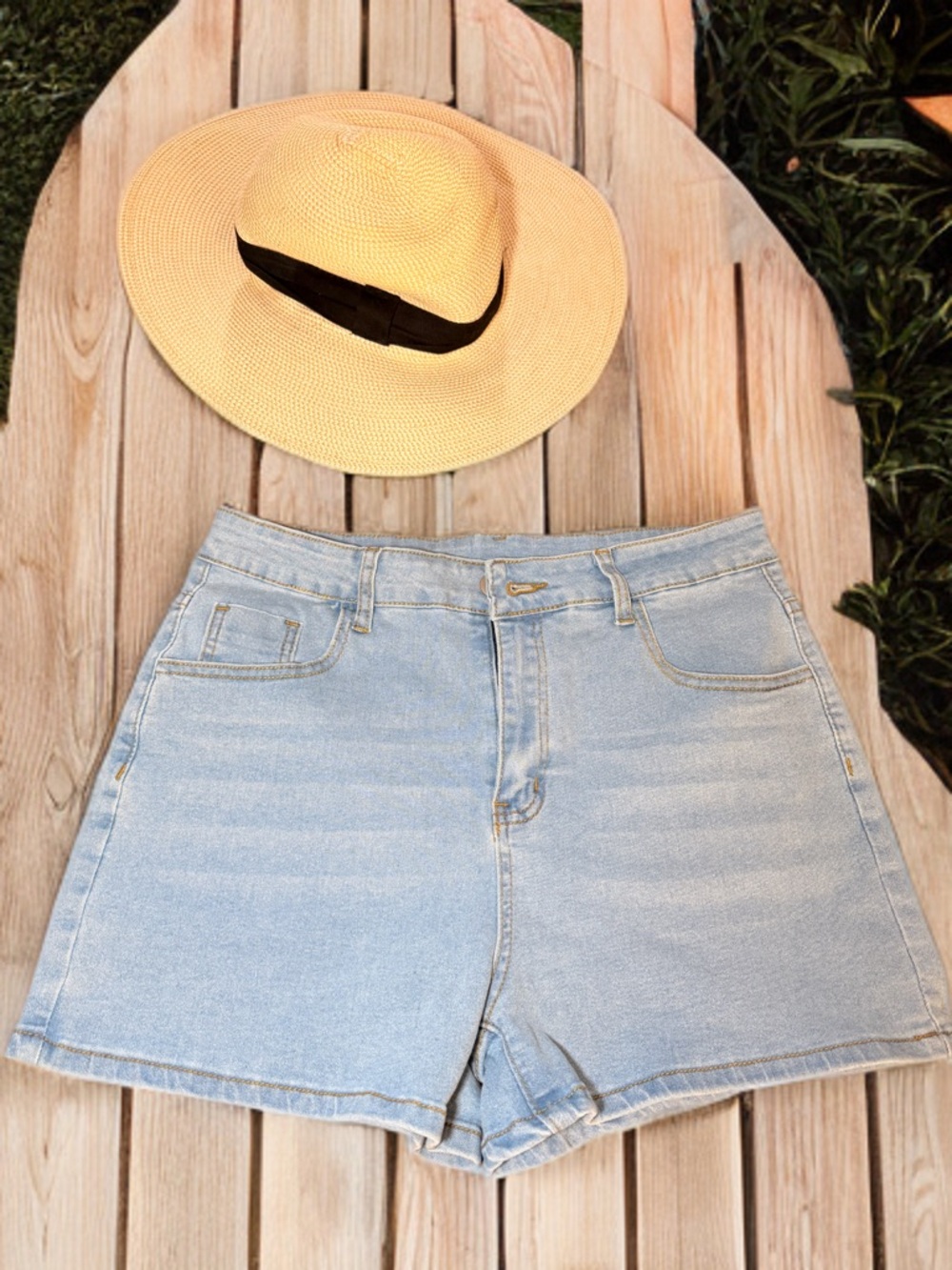 Light Blue Denim High-Waist Women’s Shorts